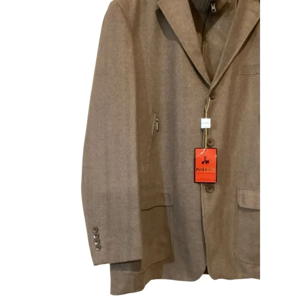 NWT Inserch Blazer Brown Soft Tweed Flannel Herringbone Paisley Lining Size 2XL